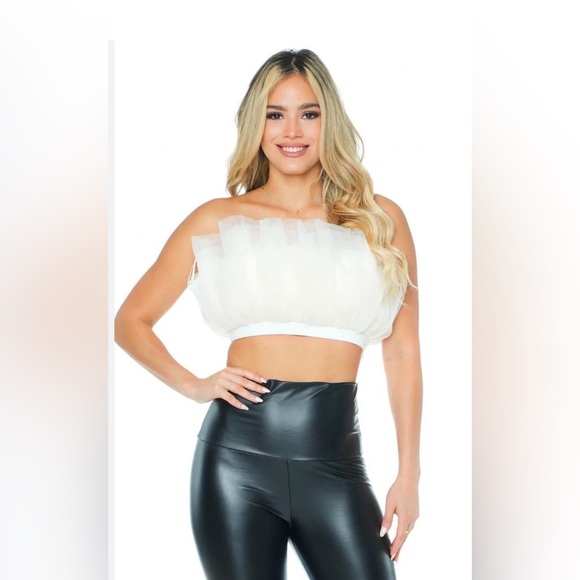 NWT STEVE MADDEN ELAINE TULLE CROP TOP SIZE S - Picture 1 of 9